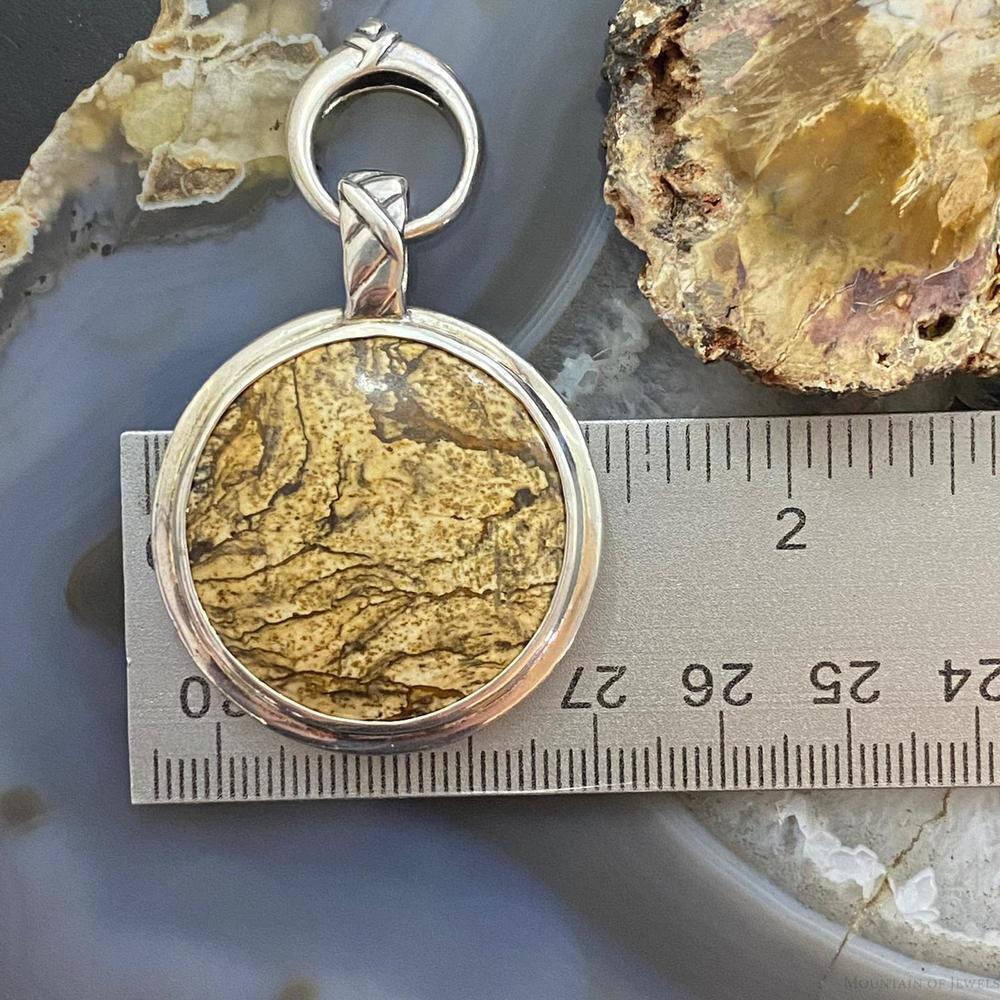 Carolyn Pollack Southwestern Style Sterling Double Sided Round Agate Pendant - Picture 9 of 10
